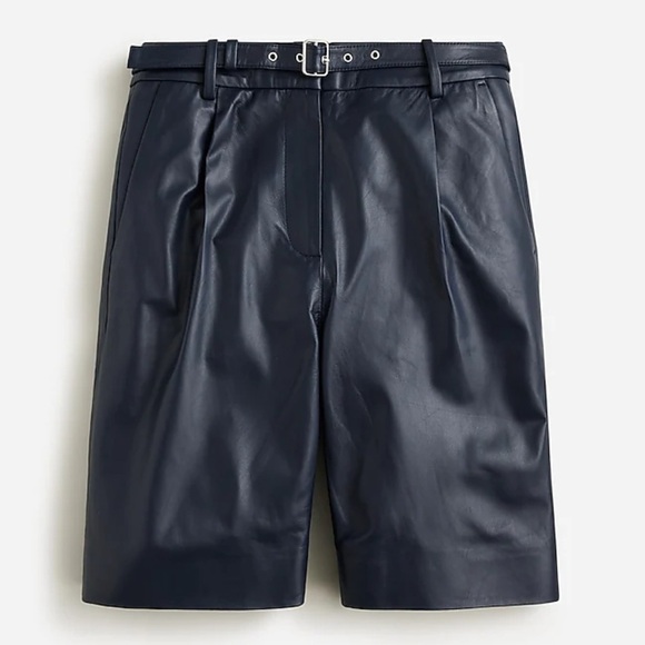 J crew Collection pleated trouser short in leather - Picture 1 of 5